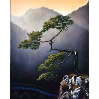 Картина маслом "Сосна на вершине горы" 50/40 см