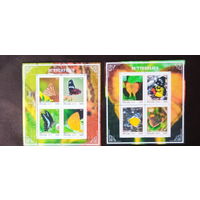 СЕРИЯ БЛОКОВ  БАБОЧКИ НАСЕКОМЫЕ фауна   MNH
