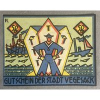 Нотгельд 50 пфеннигов 1921 год. Вегезак. Веймарская республика.