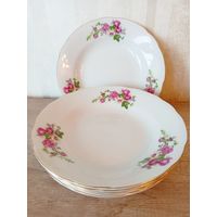 Тарелки Япония глубокие для первых блюд 23 см 6 шт. Фарфор. Цена за всё!