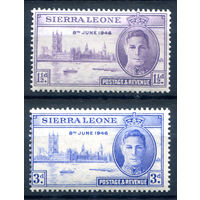 Британские колонии - Сьерра-Леоне - 1946г. - Годовщина Победы во Второй Мировой войне, король Георг VI, здание парламента в Лондоне - 2 марки - полная серия, MH [Mi 167-168]. #4-B5-126-A-1
