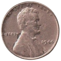 Соединённые Штаты Америки (США). 1 цент 1944 г. Пшеничный цент.