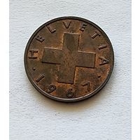 Швейцария 1 раппен, 1967