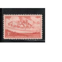 США-1954, (Мих.677), **   , Канзас, Повозка, (одиночка),
