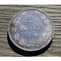 Шикарные 2 марки для Финляндии 1908 год. ШБ .Николай Второй.  Малый тираж. Редкие