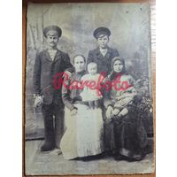 1910-е Семья дети студийное фото типажи ретро на картоне