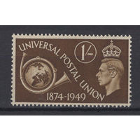 Великобритания 1949** Георг VI, Всемирный Почтовый Союз, Почтовый рожок и глобус (Mi#244)