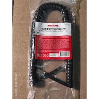 Шнур витой для телефонной трубки L=2м, 4р4с черный REXANT