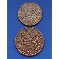 Польша 5 грошей + 2 гроша 1923г.2 монеты одним лотом, без мц.