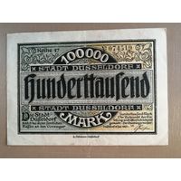 Германия, 100000 марок 1923 год, Дюссельдорф, 1150.b, Reihe 21... Wz. Parkett, печать чёрная? XF