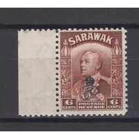 Саравак 1947 ** 6 cents, надпечатка "Королевский Вензель" левое поле