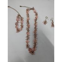 Набор бижутерии. Колье, браслет, серёжки. стекло Аврора Бореалис