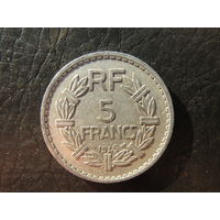 Франция.5 франков.1945. С 20 копеек. Распродажа коллекции. Смотрите другие лоты.
