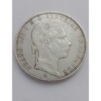 Флорин 1858 год, Австро-Венгрия, серебро.