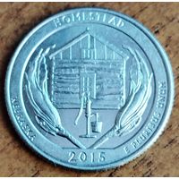 США 25 центов (квотер) 2015 г. D. Монумент Гомстед. Небраска