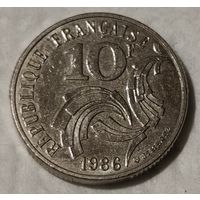 Франция 10 франков, 1986 Свобода, Равенство, Братство (14-3-7)