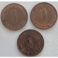 Германия 1 пфенниг 1980 г. F. Цена за 1 шт.