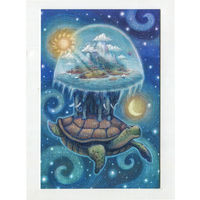 Открытка почтовая. Философия. Океан. Создание мира. Черепаха. Три слона. Планета. Земля. Худож. Л.Гнедкова (чистая)