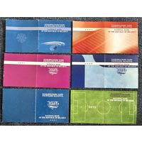 Сертификаты к монетам серии "Спорт". Футбол, Силичи, Теннис, Хоккей, Толкание ядра, Биатлон.