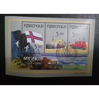 Блок 1990 г. ** специальное гашение Фарерские острова