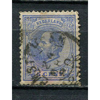 Нидерланды - 1872/1888 - Король Вильгельм III 5С - (есть тонкое место) - [Mi.19F] - 1 марка. Гашеная.  (Лот 14JN)-T4P1