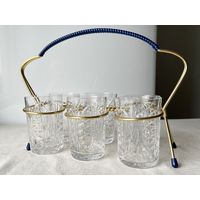 Стаканы хрусталь в подставке ГДР винтаж