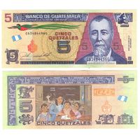 Гватемала 5 кетсалей 2020 год UNC