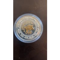 Монета 500 тугриков 2007 год, Монголия Кабан с поросятами, унция серебра