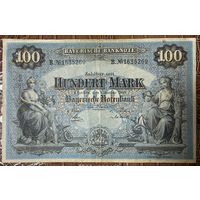Банкнота 100 марок 1900 год. Бавария. Германская империя.