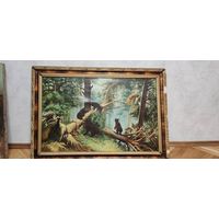 Картина "Утро в сосновом лесу", масло, холст. Размеры с мамой 111*78 см, по подрамнику 97 на 63 см.