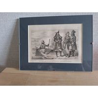 Гравюра "Жители  Варшавы, cовременные костюмы"1859 г. Париж.