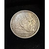 5 марок 1935 г.  Гинденбург   Германия. Серебро