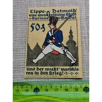 Германия-нотгельд     50  пфенингов  Detmold  1920