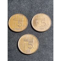 Нидерланды 5 центов 1983,1992,1998