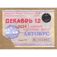 Проездной автобус Лида декабрь 2024