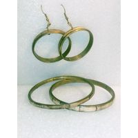 Браслеты и серьги латунь кость комплект Индия впемён СССР