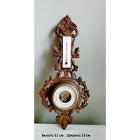 Старинный барометр анероид Резное дерево Начало 20 в