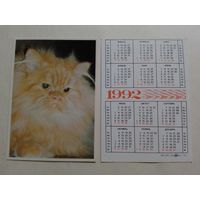 Карманный календарик. Котик.1992 год