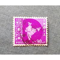 Марка Индия 1957 год Карта