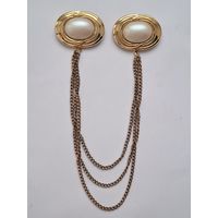 Брошь шатлен. Двойная брошь с цепочками. 70-е годы