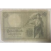 Банкнота 10 марок 1906 год. Германская империя. С рубля без МЦ.