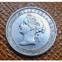 Британский Цейлон 25 центов 1893 год (серебро) AU