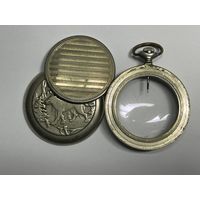 Часы карманные Молния волки,редкий корпус с 2мя крышками,мельхиор.Старт с рубля