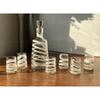 Графин и рюмки цветное стекло Неман винтаж