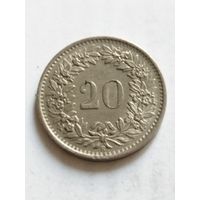 Швейцария 20 раппен 1968