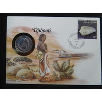 Джибути 5 франков 1986 г конверт первого дня КПД