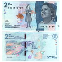 Колумбия 2000 песо 2022 год UNC