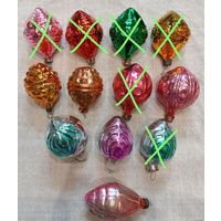 Елочные игрушки, стекло, бутоны