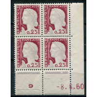 Франция - 1960г. - Марианна, 0,25 Fr - 1 кварт - полная серия, MNH [Mi 1316]. #4-W2-132-KS-1