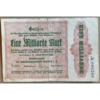 Германия 1 миллиард марок 1923 г Штольберг (Stollberg), 4892i, B8, НЕ ЧАСТЫЙ